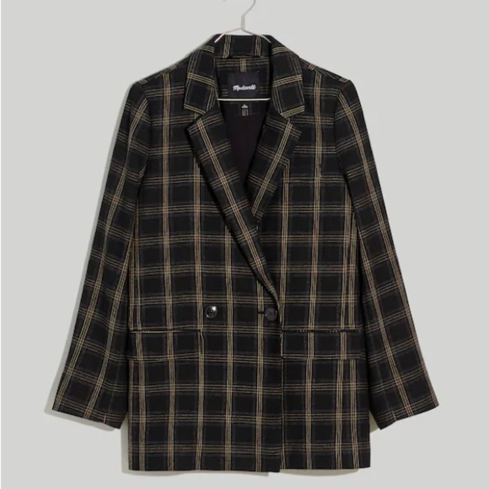 Madewell The Caldwell Double-Breasted Blazer in Seaton Plaid